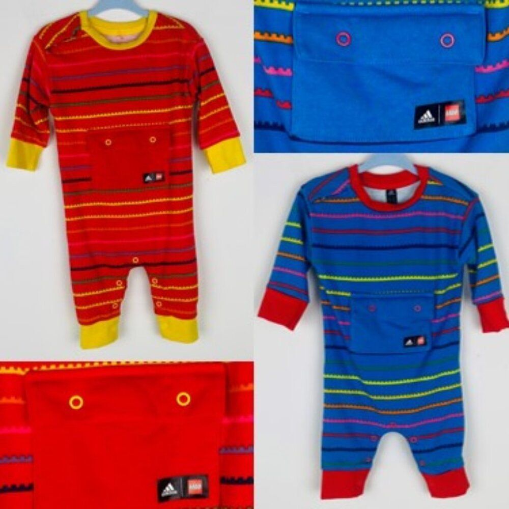 adidas Kids Bodysuits - Red and Blue